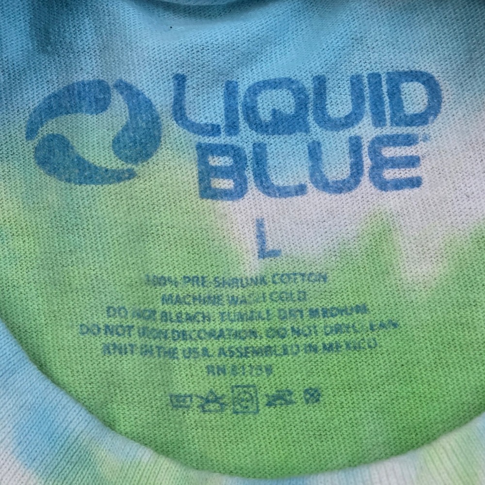 Liquid Blue Cheech & Chong T-Shirt Mens L Graphic Tie-Dye Van Movie Blue Green - Picture 2 of 5